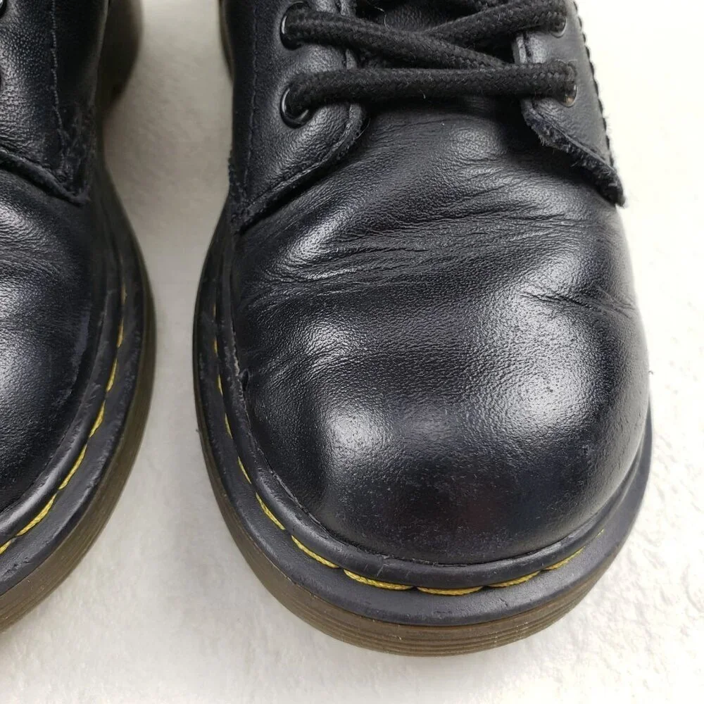Dr Martens 1460 Softy T Boot Kids 12 Black Leather Side Zip Combat Grunge Junior